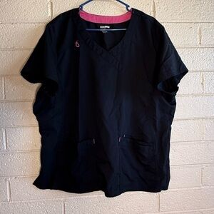 Scrubstar Black and Pink Premium Scrub Top size 2xl